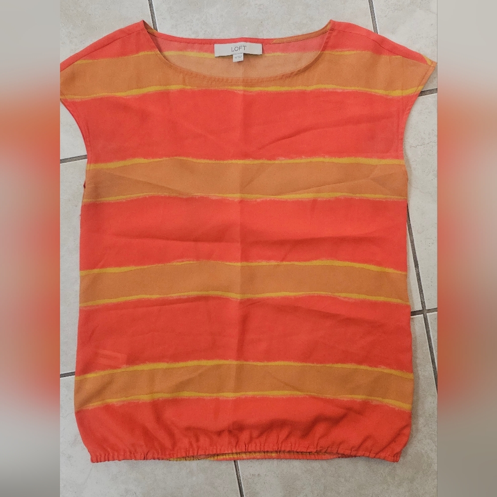 Coral And Yellow Striped Blouse PLUS Yellow And Grey Striped Blouse